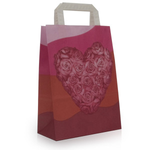 Heart Design Carrier Bags With Flat Handles