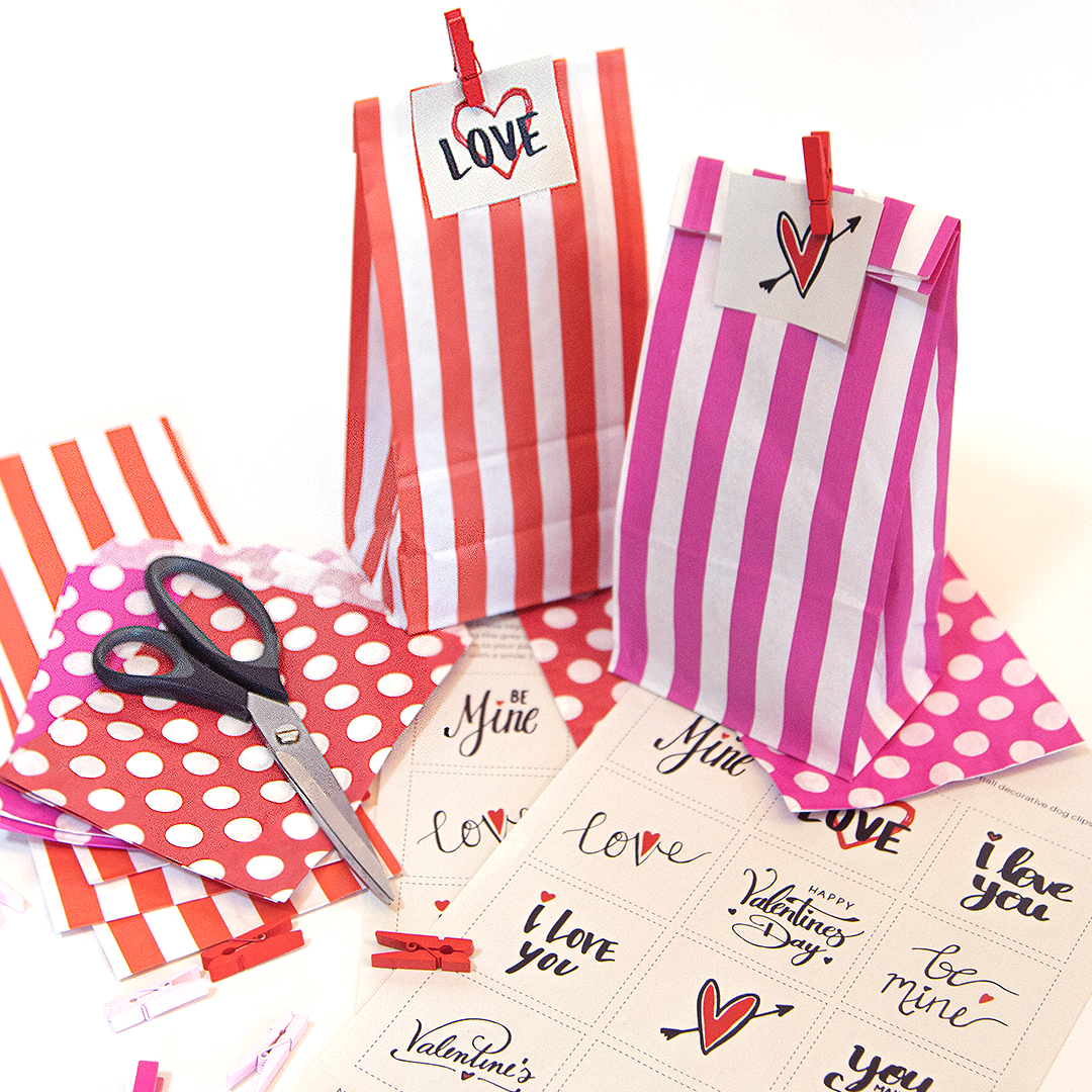 paper bags with message tags