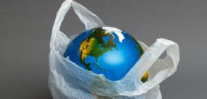 A globe in a plastic bag