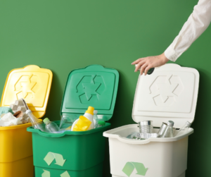 recycling bins with plastic