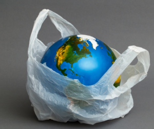 plastic bag with a globe