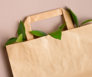paper bag with leaves