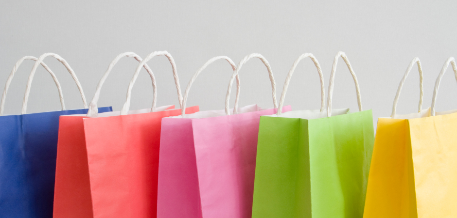 Coloured paper bags with twisted handles