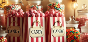 Candy stripe paper bags